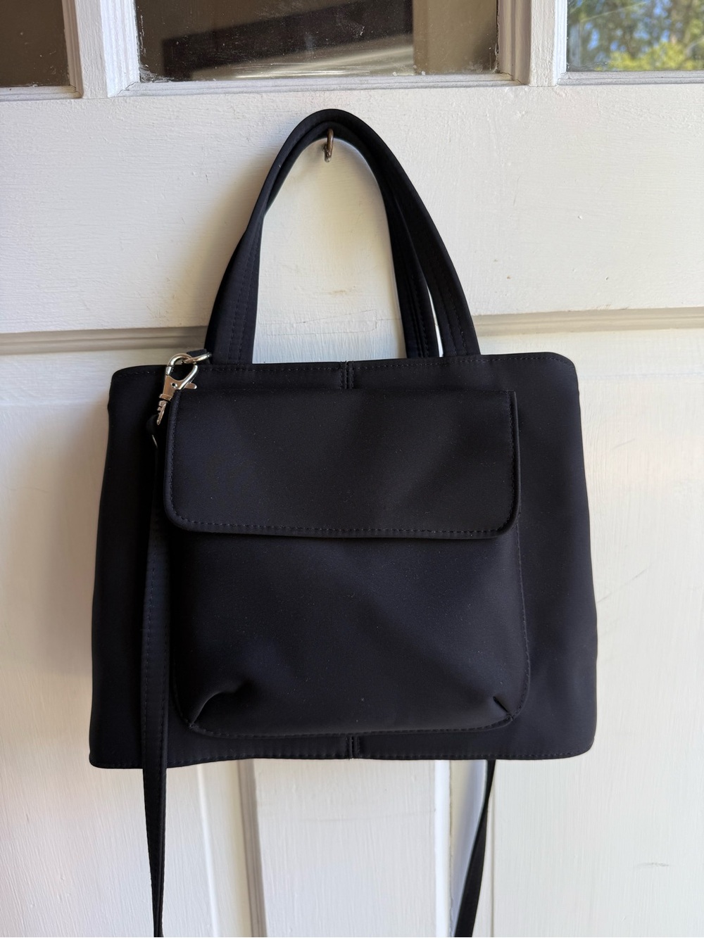 croft & barrow Black Shoulder Tote with Front Flap Pocket